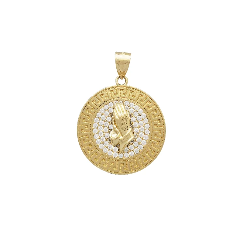 Charm Pendants with Multiple Small Decorative ElementsRound Praying Hand Pendant (14K)