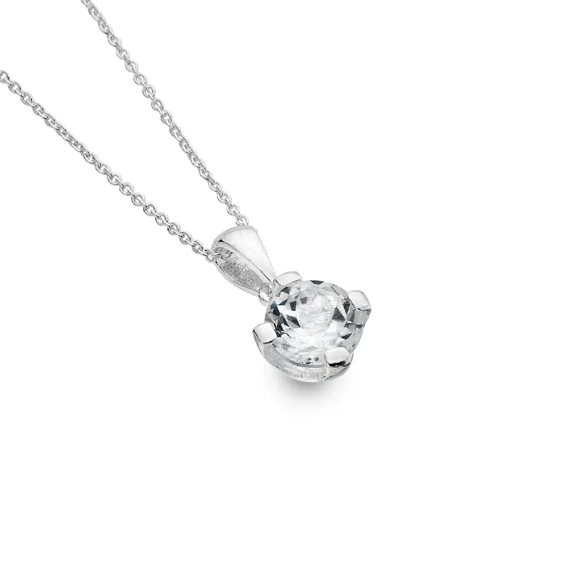 Crystal - Embellished Pendant Necklaces for a Glamorous LookSea Gem White Topaz Pendant