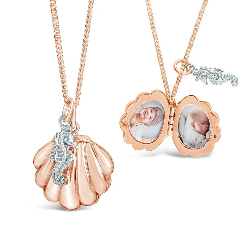 Crystal - Embellished Pendant Necklaces for a Glamorous LookSeahorse Locket | Rose Gold