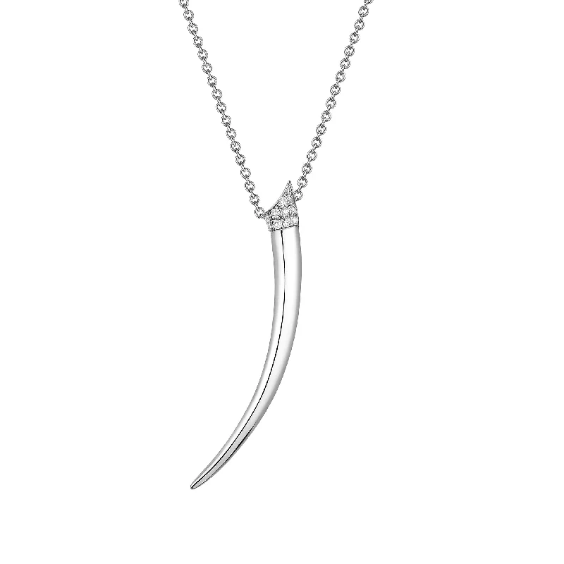 Nature - Inspired Pendant Necklaces with Leaf or Flower DesignsSilver Diamond Tusk Pendant