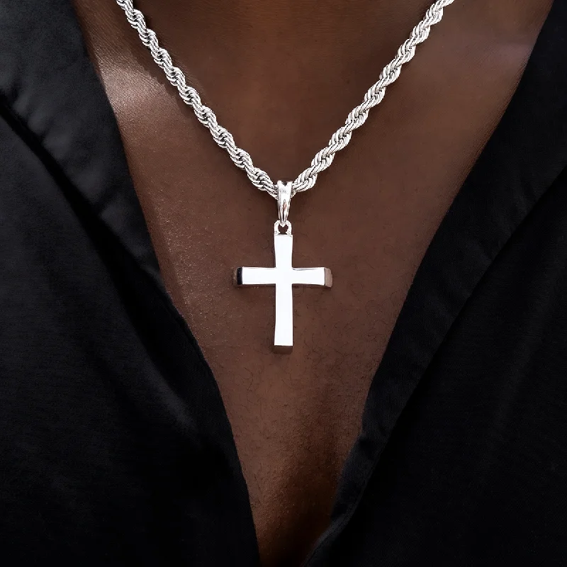 Crystal - Embellished Pendant Necklaces for a Glamorous LookSimple Cross Pendant in White Gold