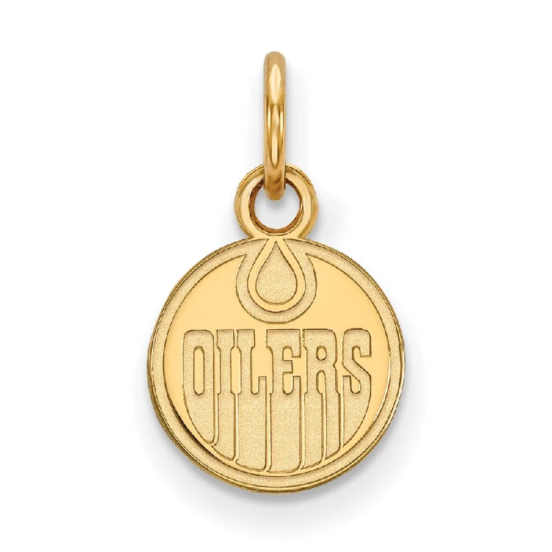 Charm Pendants with Multiple Small Decorative ElementsSS 14k Yellow Gold Plated NHL Edmonton Oilers XS (Tiny) Disc Charm