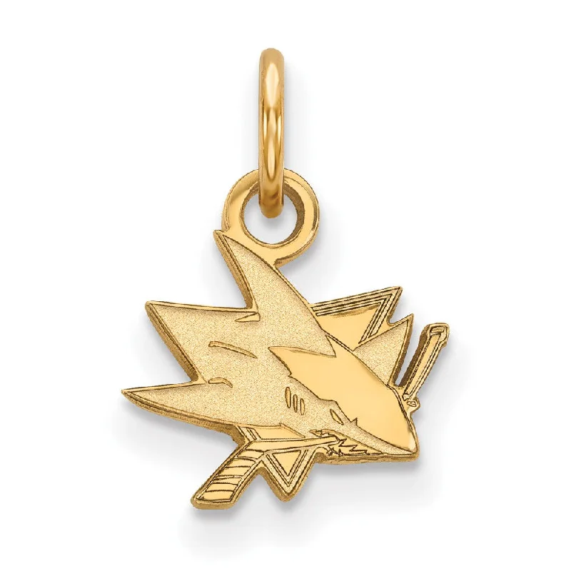 Religious Pendants with Cross or Star of David DesignsSS 14k Yellow Gold Plated NHL San Jose Sharks XS (Tiny) Charm