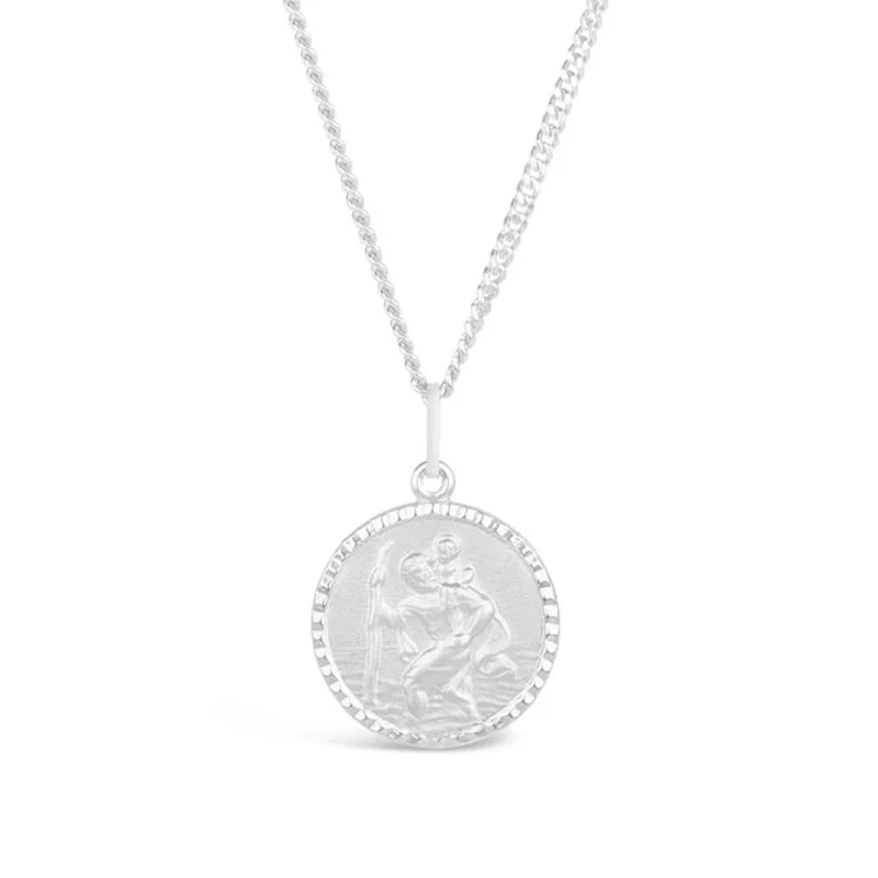 Nature - Inspired Pendant Necklaces with Leaf or Flower DesignsSt Christopher Necklace Solid Silver + Engraving