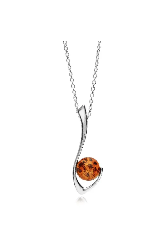 Crystal - Embellished Pendant Necklaces for a Glamorous LookSterling Silver Amber Elegant Hook Pendant