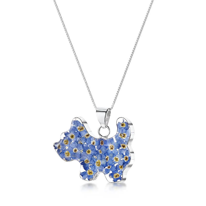 Crystal - Embellished Pendant Necklaces for a Glamorous LookSterling Silver Forget Me Not Scotty Dog Pendant