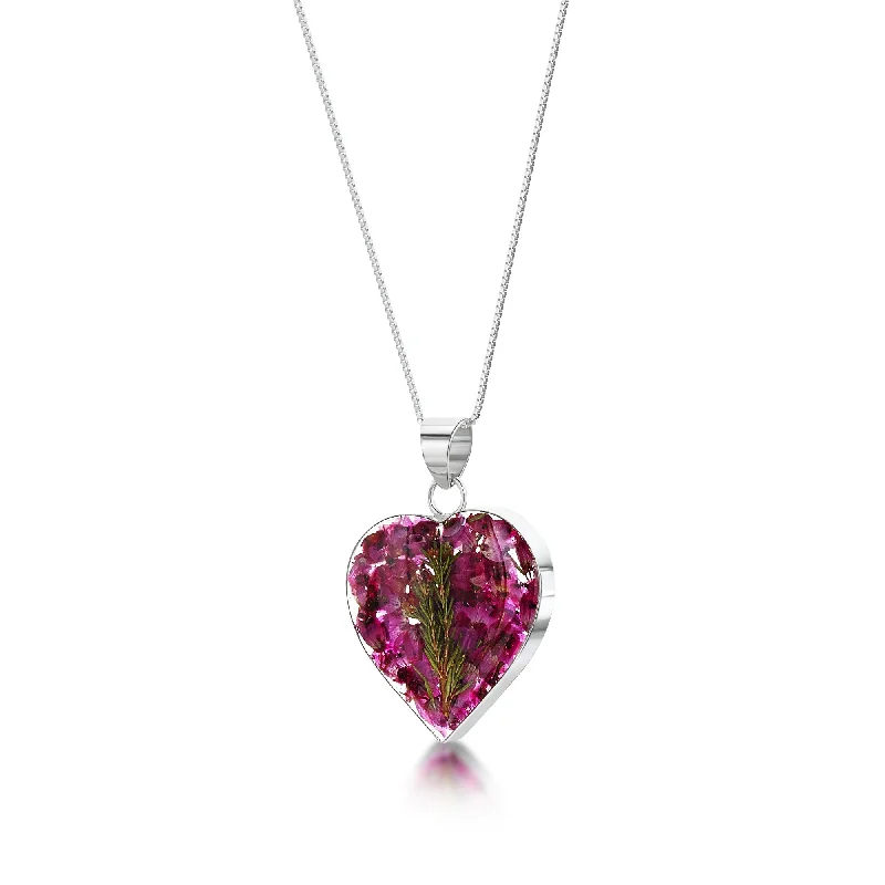 Nature - Inspired Pendant Necklaces with Leaf or Flower DesignsSterling Silver Heather Heart Pendant