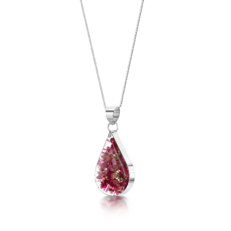 Heart - Shaped Pendant Necklaces with Birthstone InlaysSterling Silver Heather Teardrop Pendant