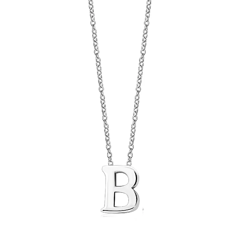 Locket Pendant Necklaces with Personalized EngravingsSterling Silver Initial 'B' Necklace