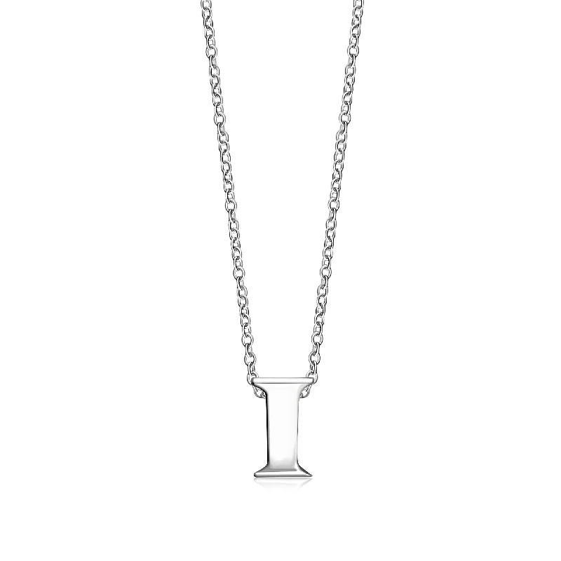 Heart - Shaped Pendant Necklaces with Birthstone InlaysSterling Silver Initial 'I' Necklace