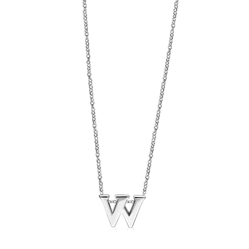 Heart - Shaped Pendant Necklaces with Birthstone InlaysSterling Silver Initial 'W' Necklace