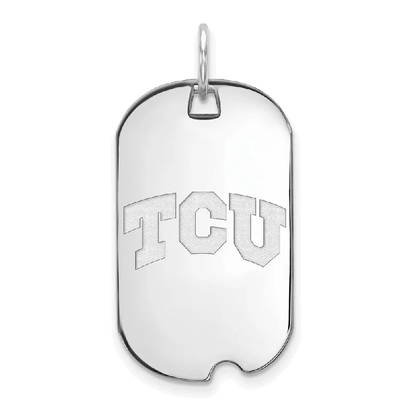 Animal - Shaped Pendants in Sterling SilverSterling Silver Rhodium Plated Texas Christian Small Dog Tag Pendant