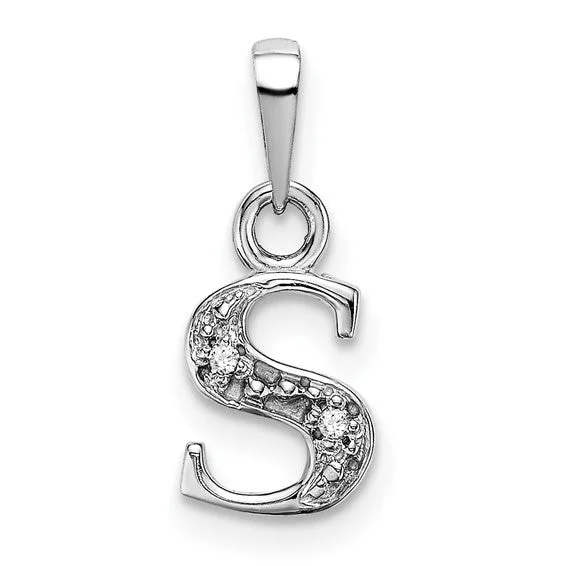 Animal - Shaped Pendants in Sterling SilverThe Chloe Mini Diamond Accent Initial S Pendant in 14k White Gold