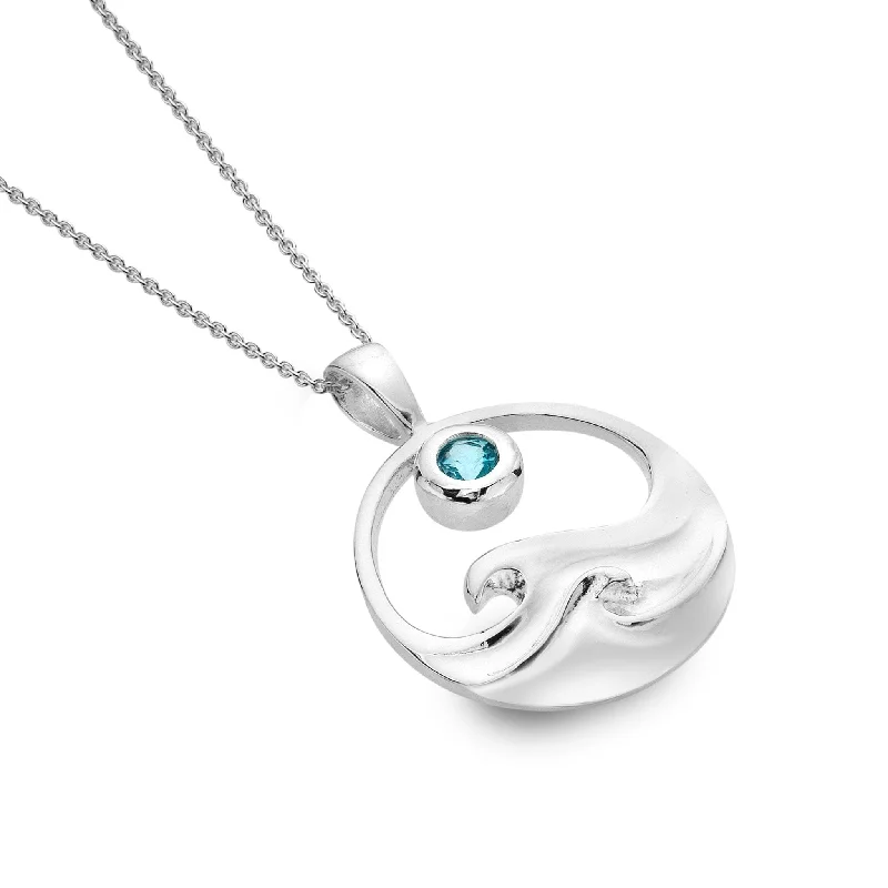 Heart - Shaped Pendant Necklaces with Birthstone InlaysTopaz Surf Pendant