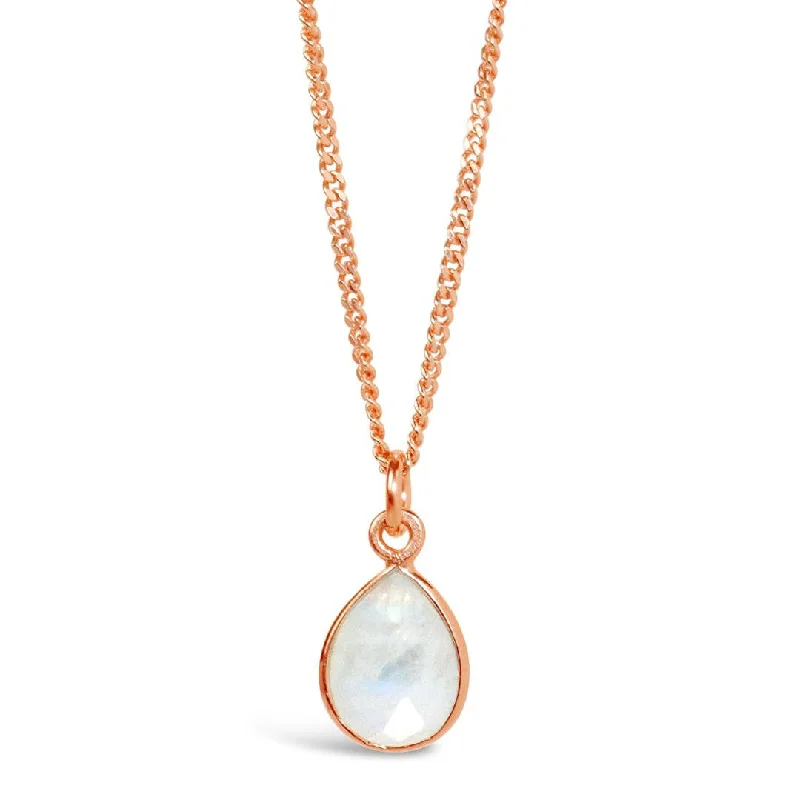 Heart - Shaped Pendant Necklaces with Birthstone InlaysWhite Quartz Charm Necklace | Rose Gold | April