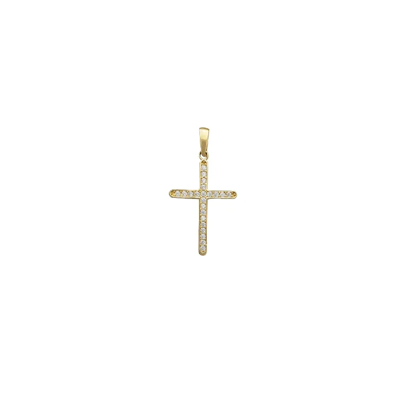 Gemstone - Encrusted Pendants with a Sparkling CenterpieceSingle-Row Pavé CZ Cross Pendant (14K)