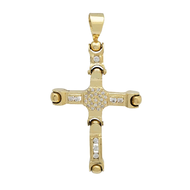 Charm Pendants with Multiple Small Decorative ElementsZirconia Motion Beaded Cross Pendant (14K)